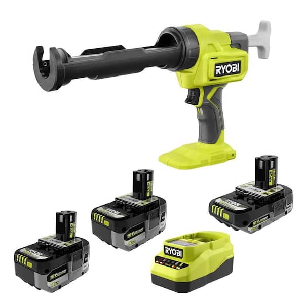 RYOBI ONE+ 18V HIGH PERFORMANCE Kit w/ (2) 4.0 Ah Batteries, 2.0 Ah Battery, Charger, & ONE+ 10 oz. Caulk & Adhesive Gun