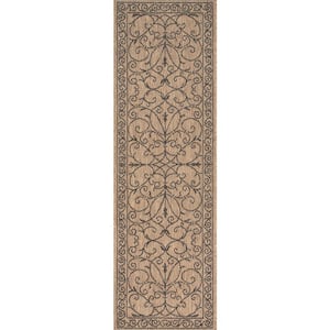 Kathleen Krem Brown 2 ft. x 8 ft. Indoor/Outdoor Runner Patio Rug