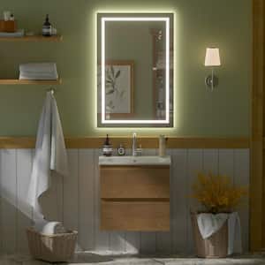 24 in. W x 36 in. H Anti-Fog Rectangular Frameless Power Off Memory Function Wall Bathroom Vanity Mirror in Silver