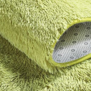 Green 2.6 ft. x 5.3 ft. Oval Fluffy Ultra Soft Carpet Area Rug