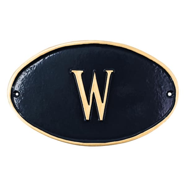 W Restroom Petite Oval Statement Plaque Black/Gold