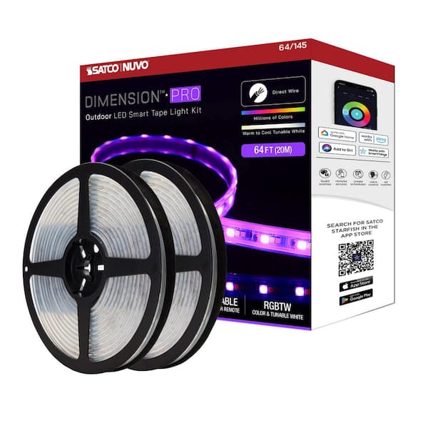 Dimension Pro Outdoor 64 ft. Hardwired 68W Dimmable IP65 Color Changing and Tunable White Integrated LED Strip Light
