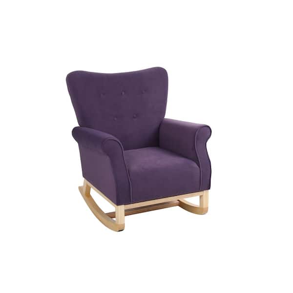 Unbranded Lavender Purple Modern Wood Outdoor Rocking Chair with High Back, Solid Wood Legs