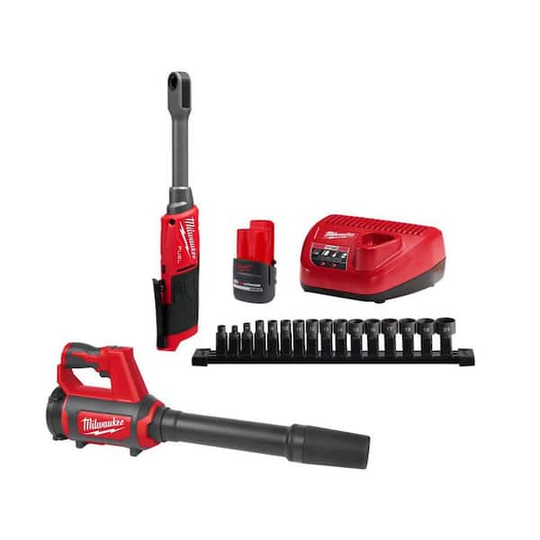 Milwaukee M12 FUEL INSIDER 12V Lithium-Ion Brushless 1/4-3/8 in. Extended Reach Box Cordless Ratchet Kit w/ Battery & ROVER Light