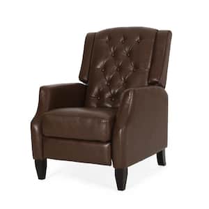 Steinaker Dark Brown Faux Leather Tufted Pushback Recliner
