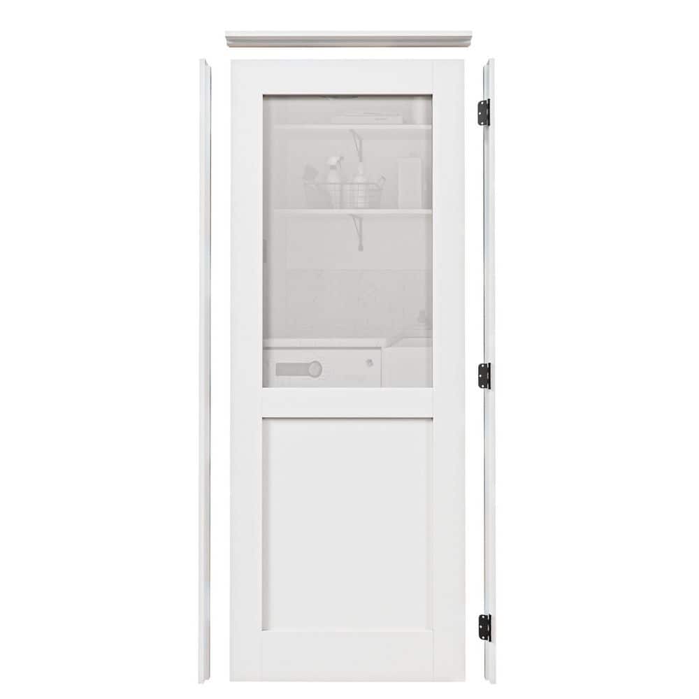 28 in. x 80 in. Left 1/2-Lite Frosted Glass White Solid Core Glass Single Prehung Interior Door + Quick Assemble Jamb price history on PriceWatchPro