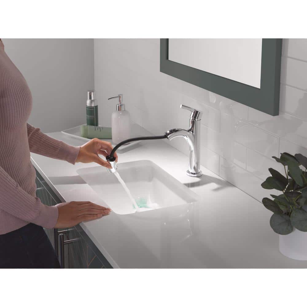 Nicoli Polished Chrome Single Handle Pull-Down Bathroom Faucet
