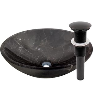 Stone Vessel Sink in Coffee Marble with Umbrella Drain in Oil Rubbed Bronze