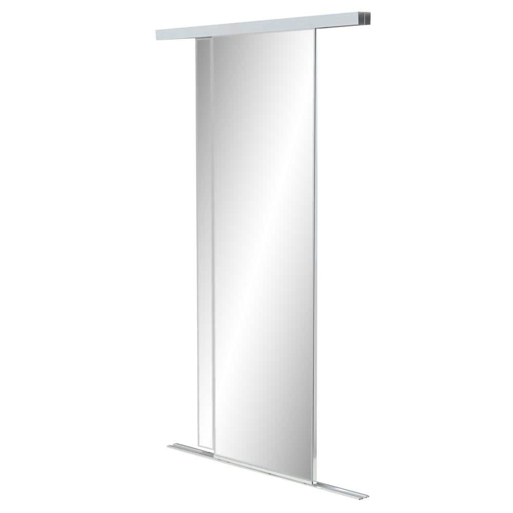 60" x 80" White Primed MDF Sliding Closet Doors with Chrome Trim