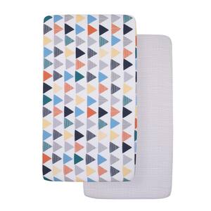 Navy, Orange, Grey and Yellow Triangles 2-Piece Polyester Fitted Crib Sheet Set