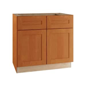 Newport 36 in. W x 24 in. D x 34.5 in. H Assembled Plywood Base Kitchen Cabinet in Cinnamon with Soft Close