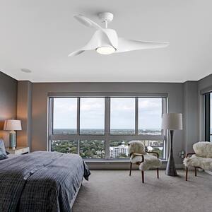 52 in. Indoor Vintage White Ceiling Fan with Integrated LED Light and DC Motor