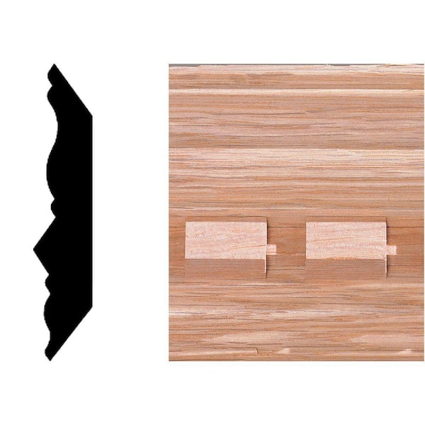 3/4 in. D x 3-5/8 in. W x 96 in. L Unfinished Red Oak Wood Dentil Crown Moulding