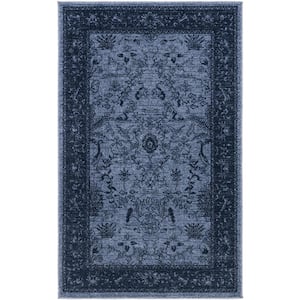 La Jolla Floral Blue 3' 3 x 5' 3 Area Rug