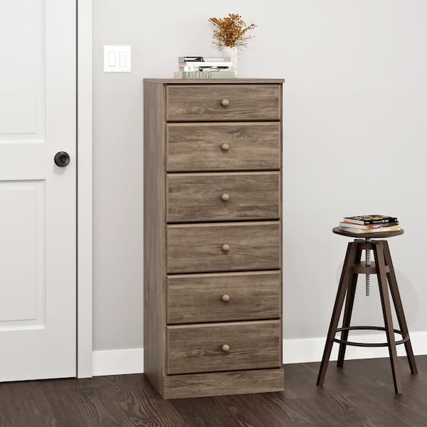 Prepac Astrid Drifted Gray Finish 6-Drawer Tall Chest of