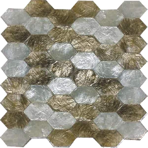 Apollo Tile White and Beige 4 in. x 5 in. Polished Natural Shell Penny Round Wall Mosaic Tile Sample (0.13 sq. ft./Piece)