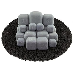 Ceramic Fire Squares in Light Gray Mixed in Other Fire Pit and Fireplace Outdoor Heating Accessory (18-Pack)