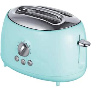 Retro 2-Slice Blue Extra-Wide Slot Toaster with Cool-Touch Exterior