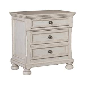 28.25 in. White 2-Drawer Wooden Nightstand