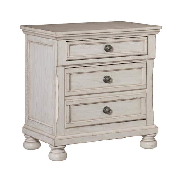 Benjara 28.25 in. White 2-Drawer Wooden Nightstand