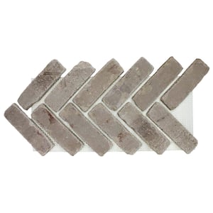 28 in. x 12.5 in. x 0.5 in. Brickwebb Herringbone Olympus Thin Brick Sheets (Box of 5-Sheets)