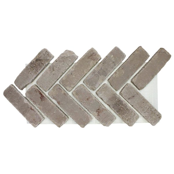 Old Mill Brick 28 in. x 12.5 in. x 0.5 in. Brickwebb Herringbone Olympus Thin Brick Sheets (Box of 5-Sheets)