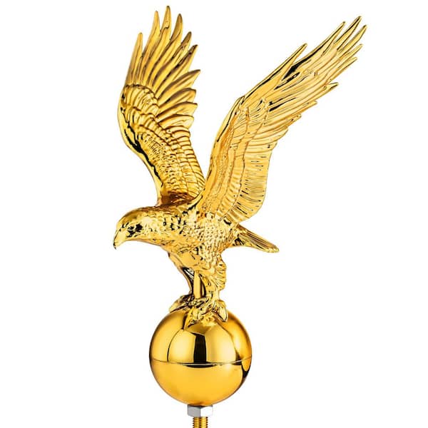 11 in. Gold Flag Pole Eagle Topper, Gold Ball Topper for Most Telescoping and Sectional Flagpoles