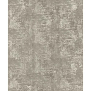 Lustre Collection Brown/Gold Distressed Plaster Metallic Finish Paper on Non-woven Non-pasted Wallpaper Roll