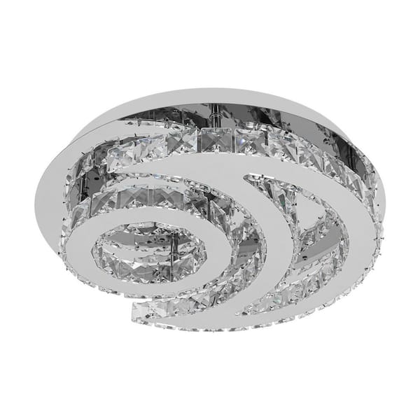 15.74 in. 1-Light Silver Modern LED Flush Mount Ceiling Light for Bedroom Hallway Kitchen (Cool Light)