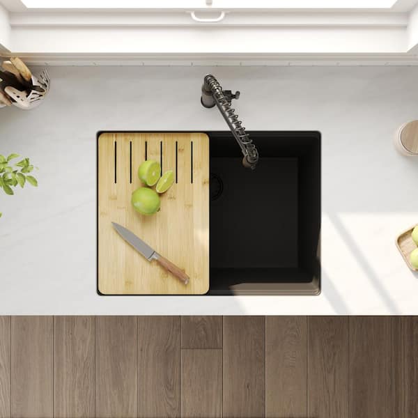 DEERVALLEY Workstation 25 in. Undermount Quartz Composite Single