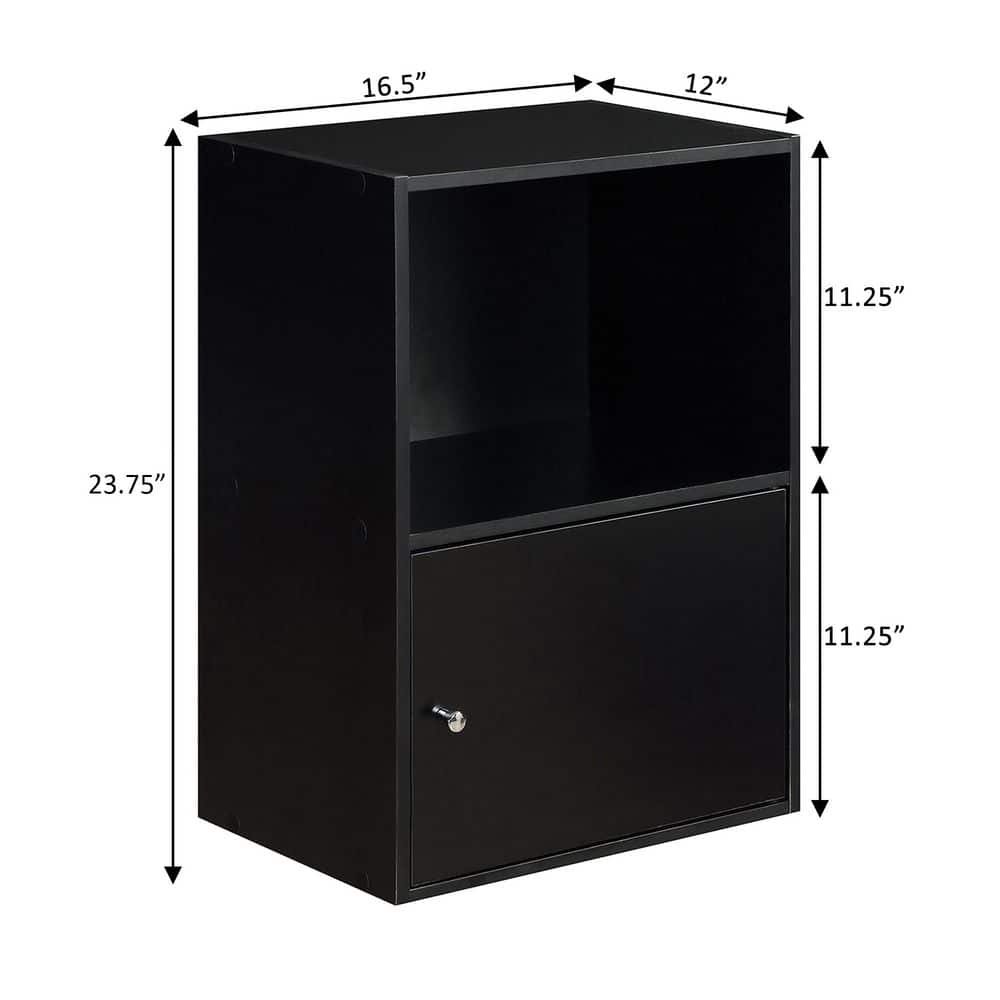 Black Compact Office Storage Cabinet with Chrome Knob