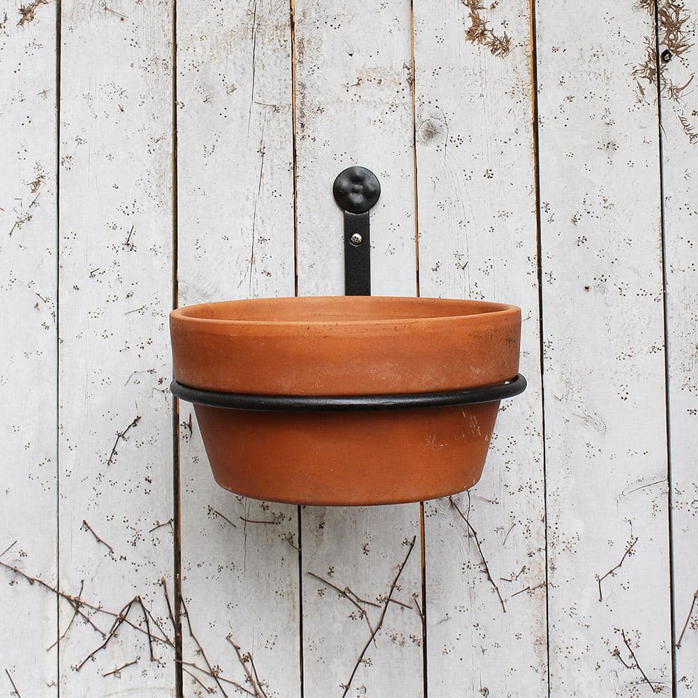 Black Wrought Iron Wall-Mounted Plant Holder Set