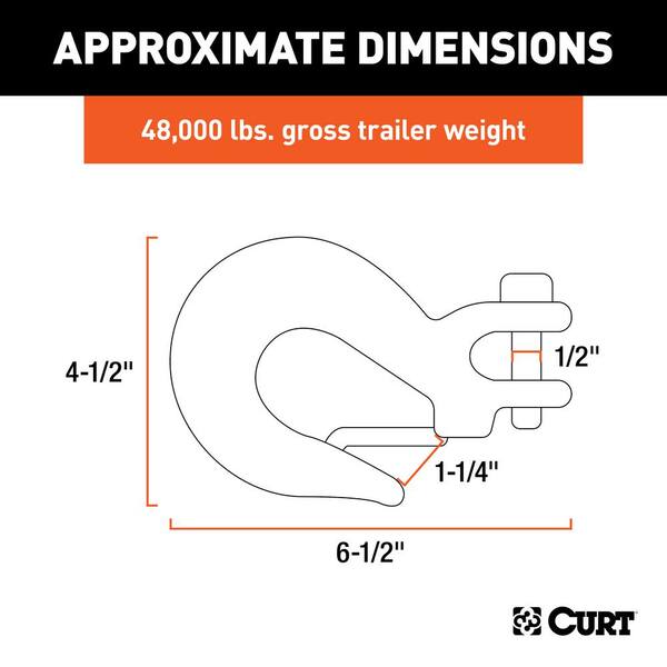 CURT 80031 Trailer Safety Chain - 48 Inch With S-Hooks, 5,000 Lbs Strength