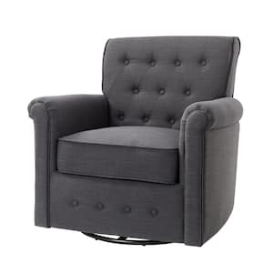 Andrin Charcoal Swivel Armchair with Metal Base