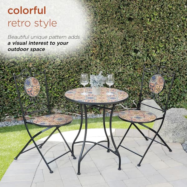 Set Table And Chairs Patio Seating, Outdoor Tiled Table Set