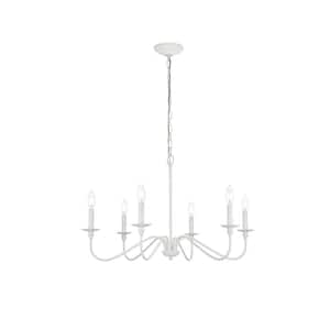 36 in. Home Living 6-Light White Chandelier with no Bulbs Included