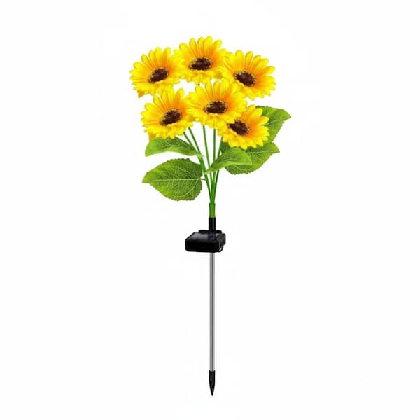 Yellow Plastic Sunflower Decorative Stake