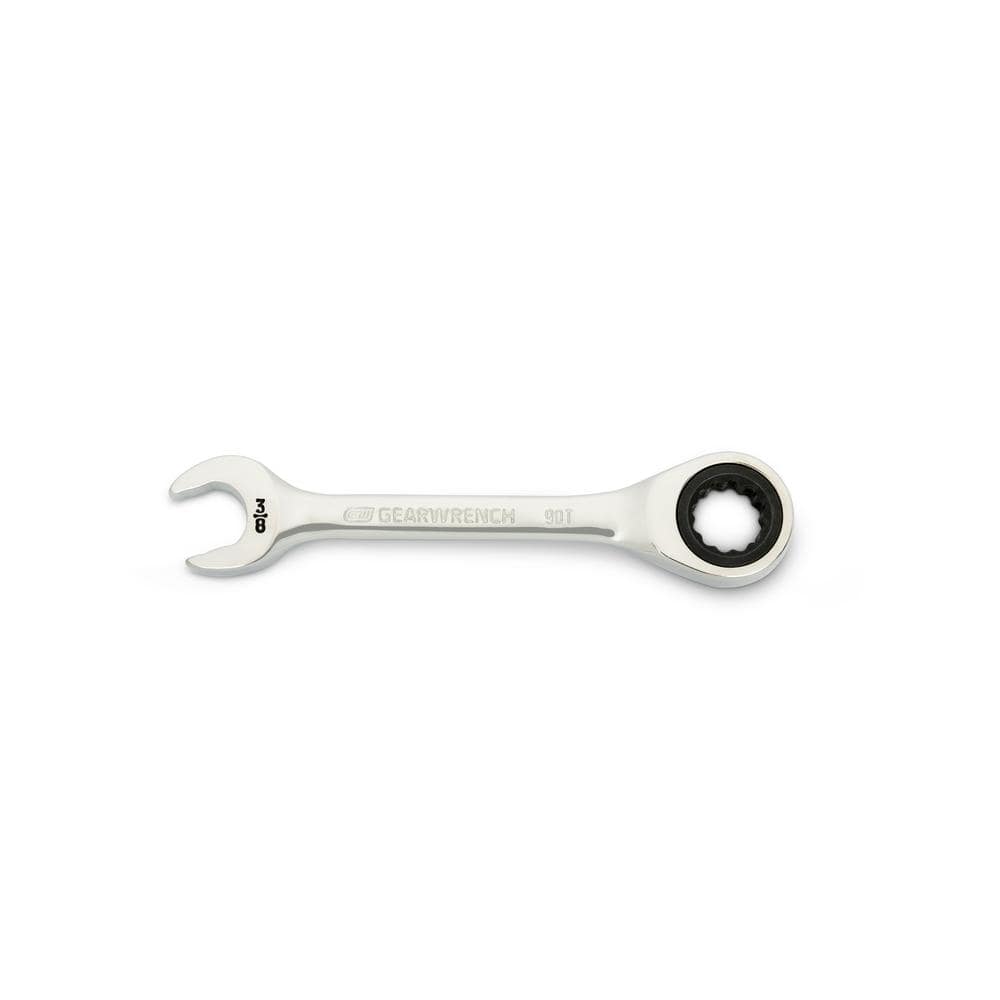 GEARWRENCH 3/8 in. 90-Tooth 12 Point Stubby Ratcheting Combination Wrench (86851)