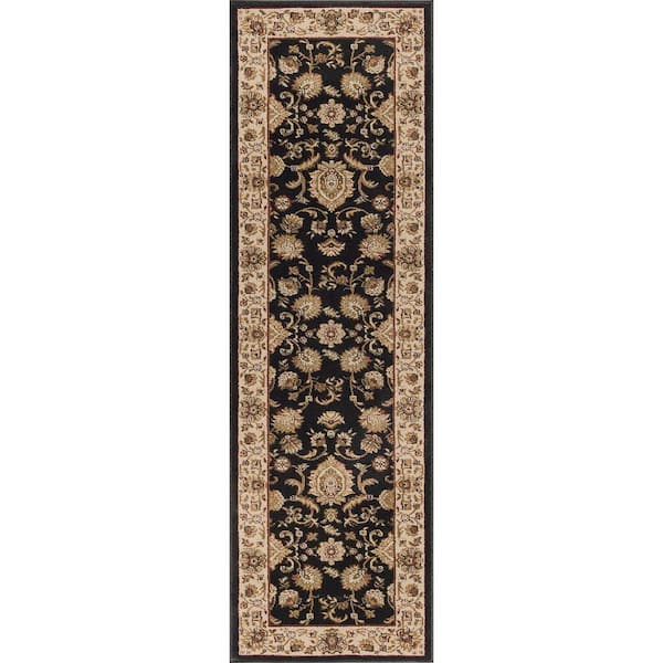Sensation Border Black 2 ft. x 10 ft. Indoor Runner Rug