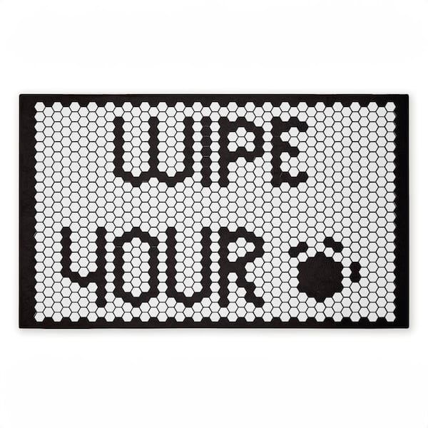 Wipe Your Paws Mosaic Pattern Black 18 in. x 30 in. Polyester Non-Slip Outdoor Door Mat