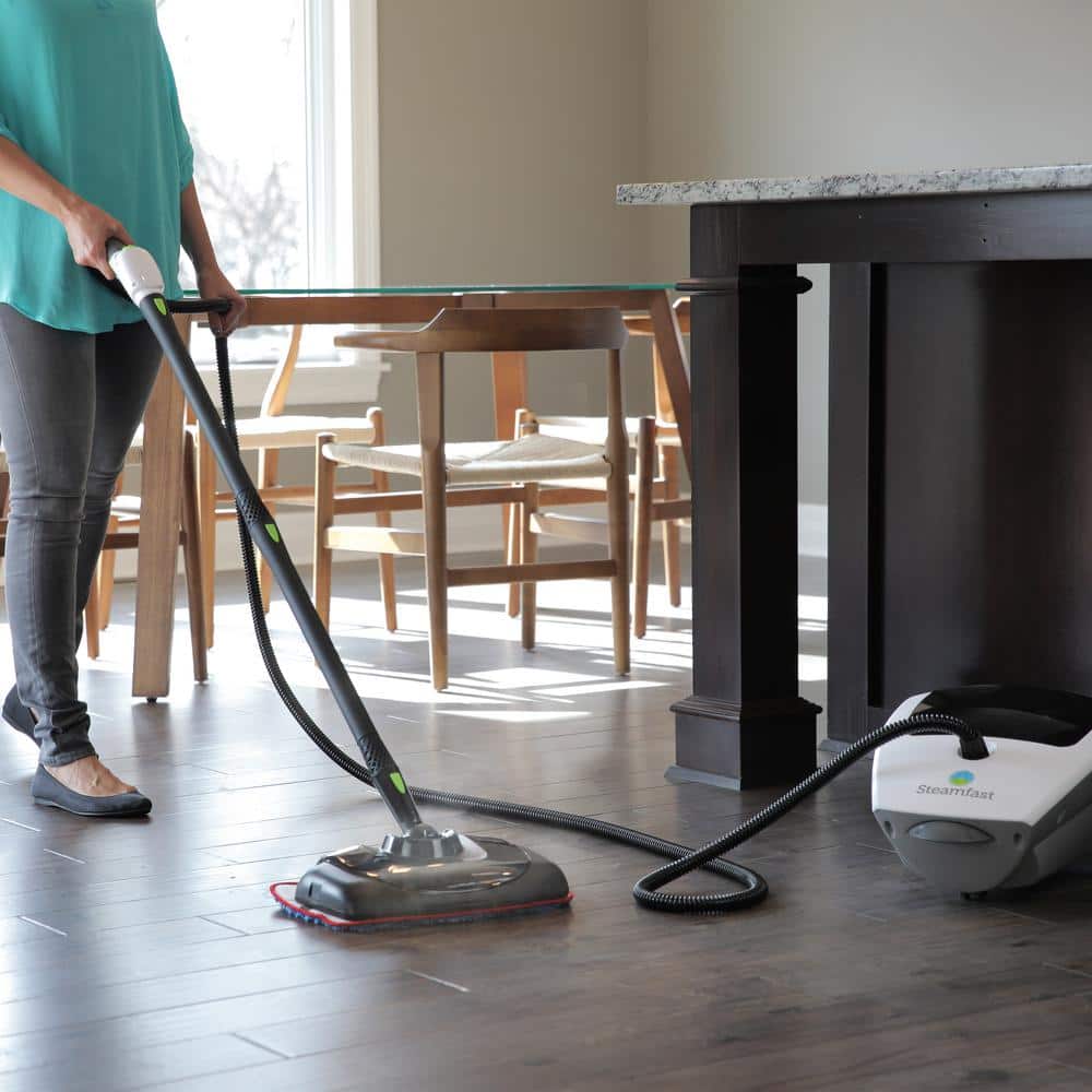 White Deluxe Canister Steam Cleaner with Integrated Storage