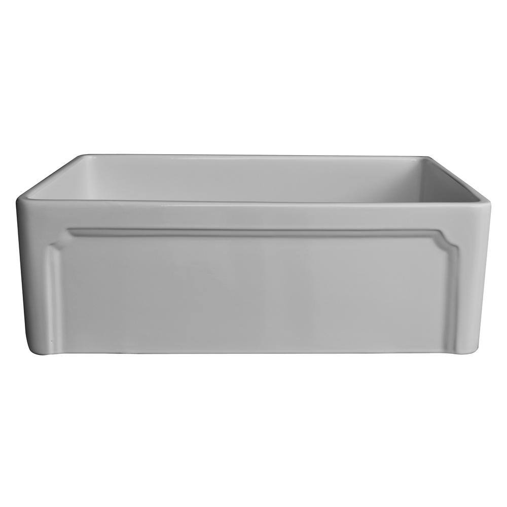 30'' White Fireclay Single Bowl Farmhouse Sink