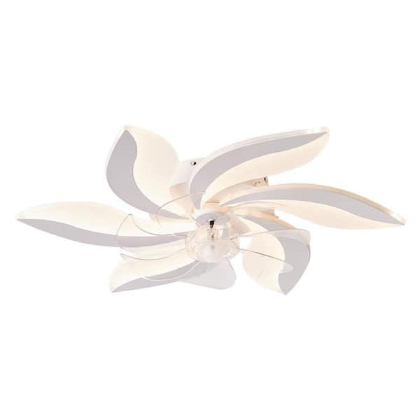 OLUZFAN Modern 27.6 in. (2.3 ft.) Indoor White Low Profile Ceiling Fan with LED Dimmable Light and Remote Included