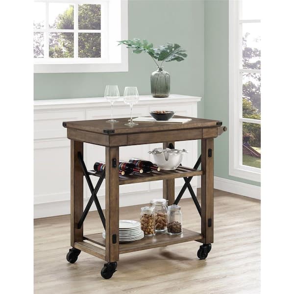 Altra Furniture Wildwood Rustic Gray Serving Cart With Slatted Shelf