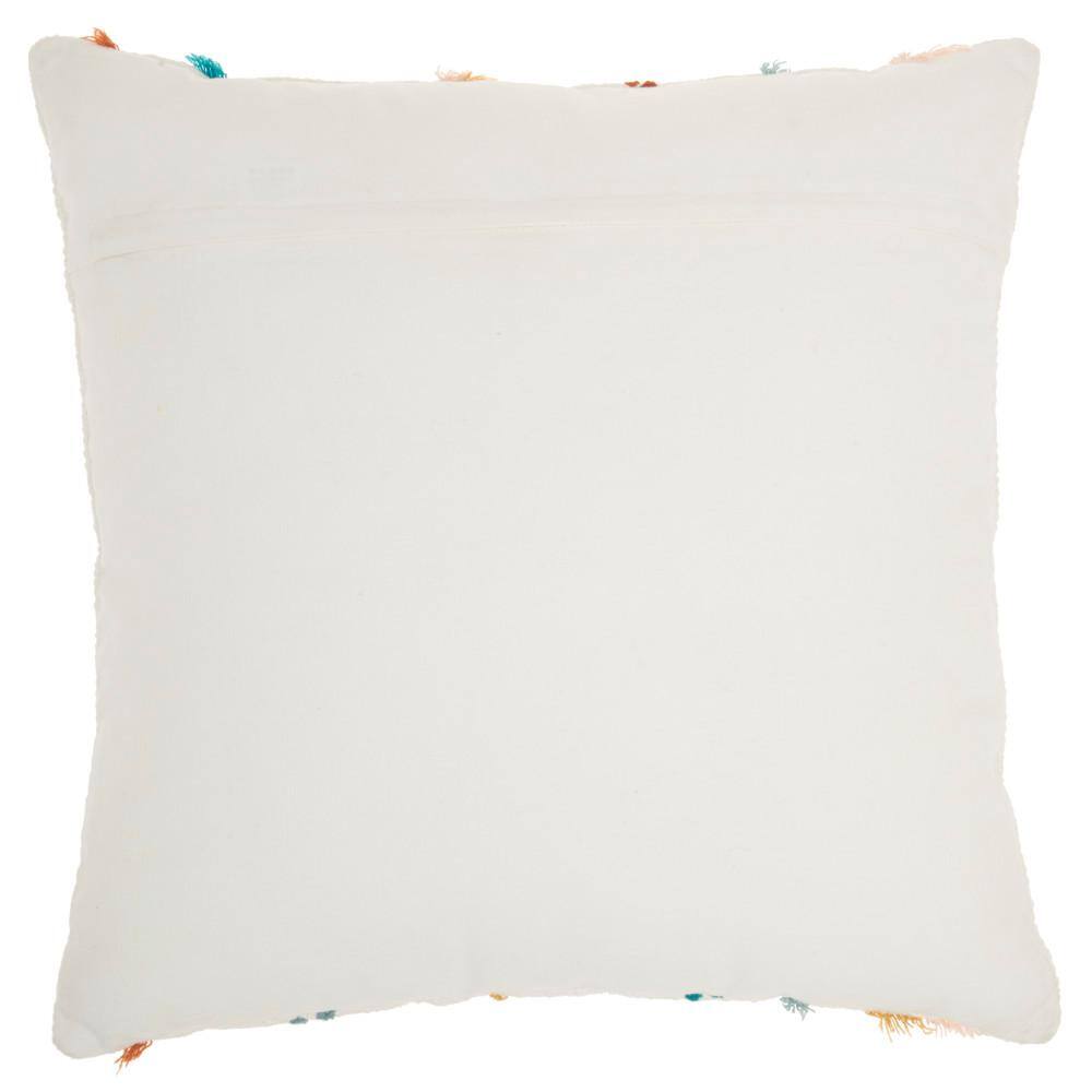 Multicolor Embroidered Cotton Square Throw Pillow 18" x 18"