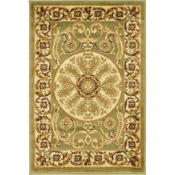 Unique Loom Versailles Napoleon Light Green 2' 2 x 3' 0 Area Rug