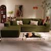 Allwex Verve 106 in. Wide Square Arm 2-Piece Modern Wool Fabric L-Shape Modular Sectional Sofa in Green with Left Chaise VerveL670