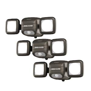 NetBright Networked Outdoor 500 Lumen Battery Powered Motion Activated LED Twin Head Security Light, Brown (3-Pack)