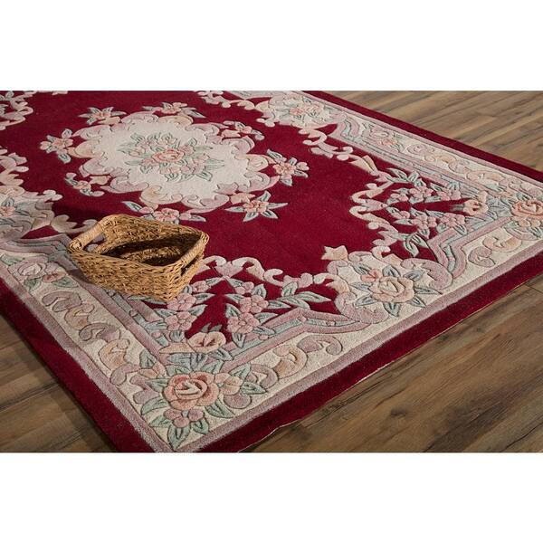 Rugs America New Aubusson Burdy Red, Aubusson Area Rugs