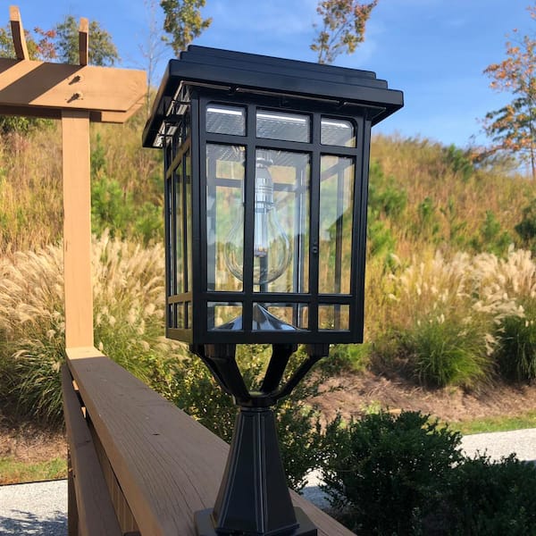 Spelling Skeptical Stage GAMA SONIC Prairie Bulb Single Black Integrated LED Outdoor Solar Post  Light with 3-Mounting Options Fitter, Pier and Wall Mounts GS-114B-FPW-BLK